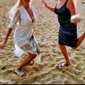 White lace romper dress